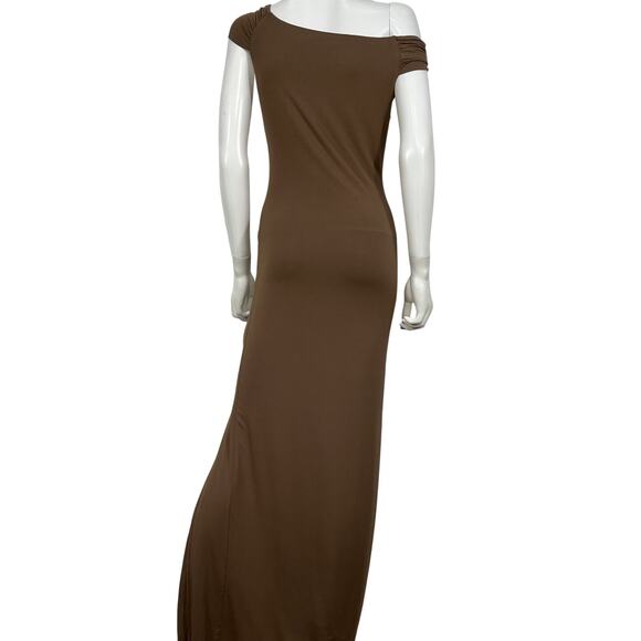 Rue Sophie Elegant Brown Arlette Twist Maxi Dress Size S - Picture 3 of 4